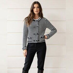 Talbots Navy and White Striped Sweater